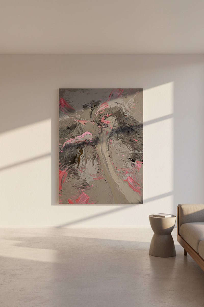 Abstract art with pink and gray colors